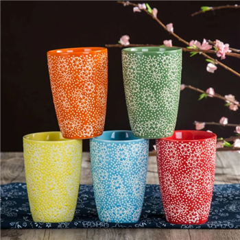 5pcs Hand Painted Colorful Ceramic Mug Set 