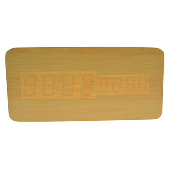 Rectangular Wooden Clock with Temperature and Time