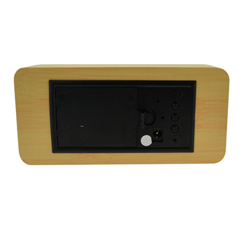 Rectangular Wooden Clock with Temperature and Time
