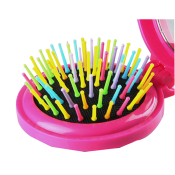 Portable Travel Folding Hair Brush with Mirror 