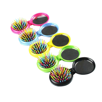 Portable Travel Folding Hair Brush with Mirror 