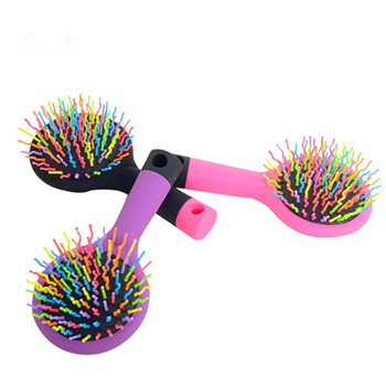 Rainbow Volume Anti-static Hair Curl Straight Massage Comb Brush Mirror
