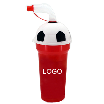 Football Cup with Straw and Lid