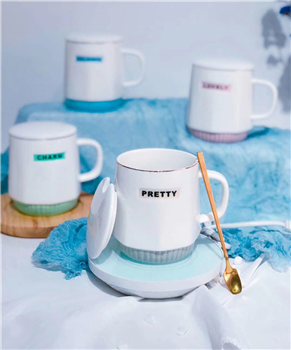 Ceramic Cup with Spoon and Lid