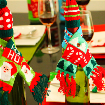Christmas Decorative Wine Bottle Hat and Scarf
