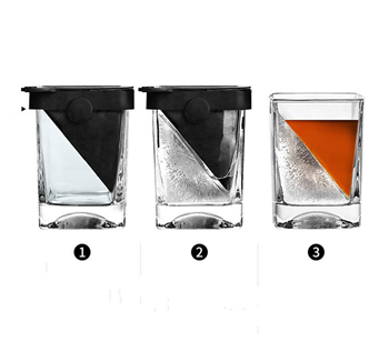 Whiskey Wedge Glass Cup With Silicone Ice Mould
