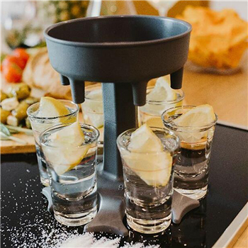 6 Shot Party Glass Dispenser and Holder with cups set