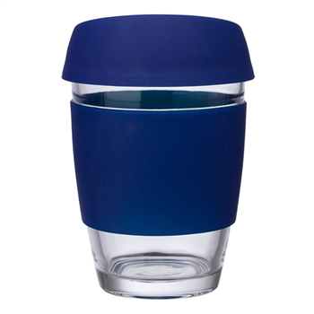 12 oz. Glass Mug w/ Silicone Grip & Lid