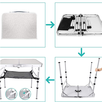 Adjustable Height Camping Table with Mesh Layer